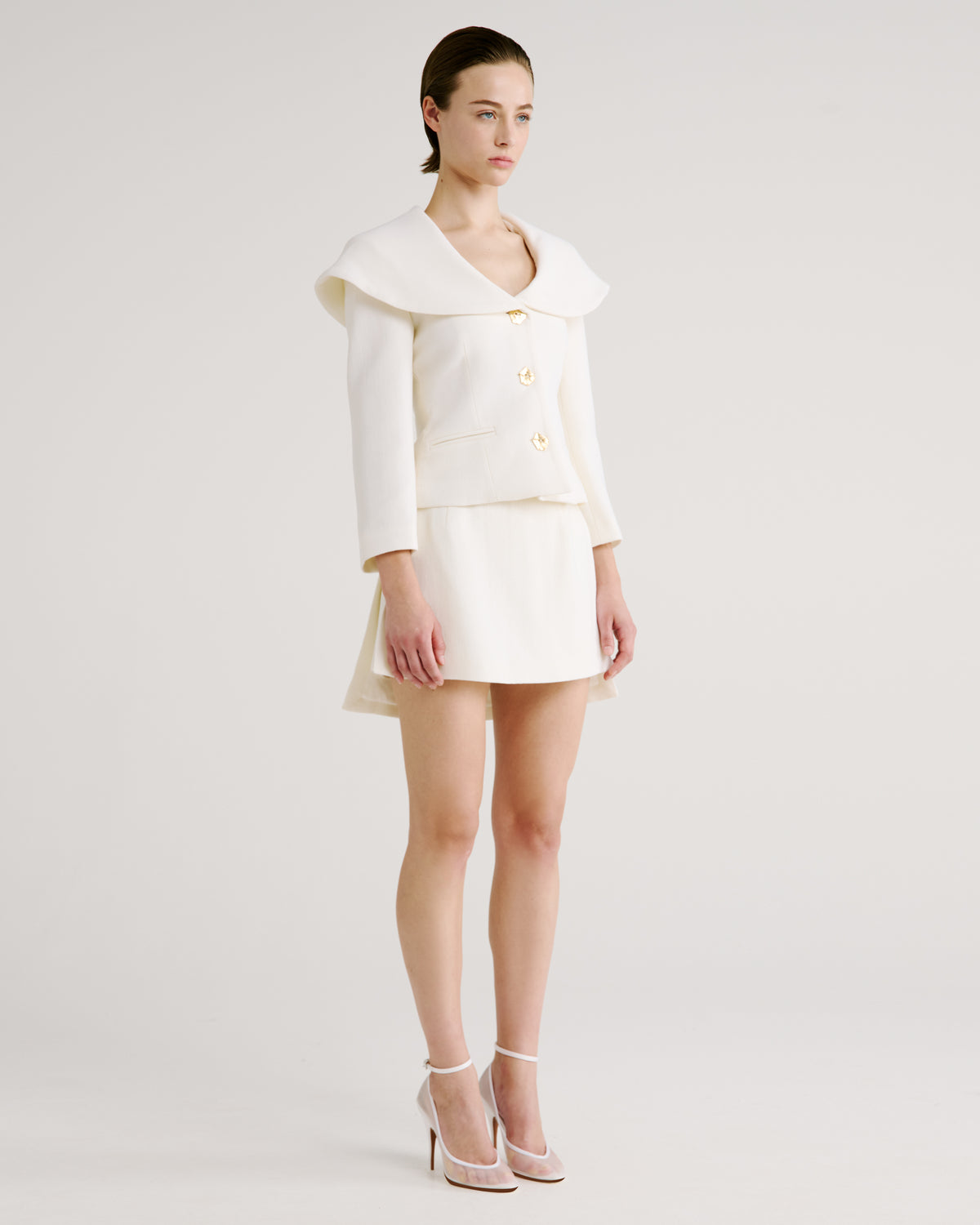Minnie Skort in ivory Double Crepe Wool