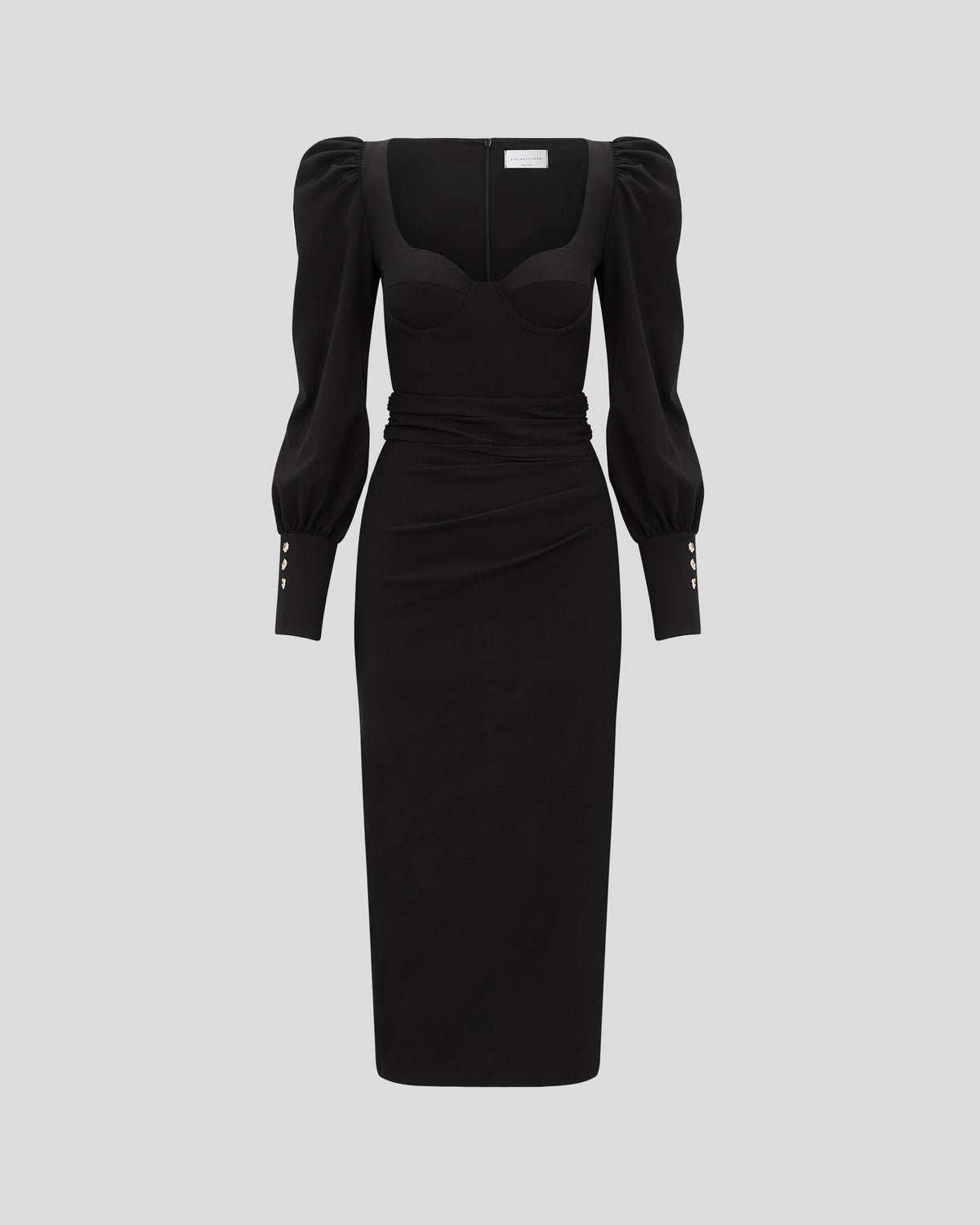 Modigliani dress with a bustier and sculptural sleeves
