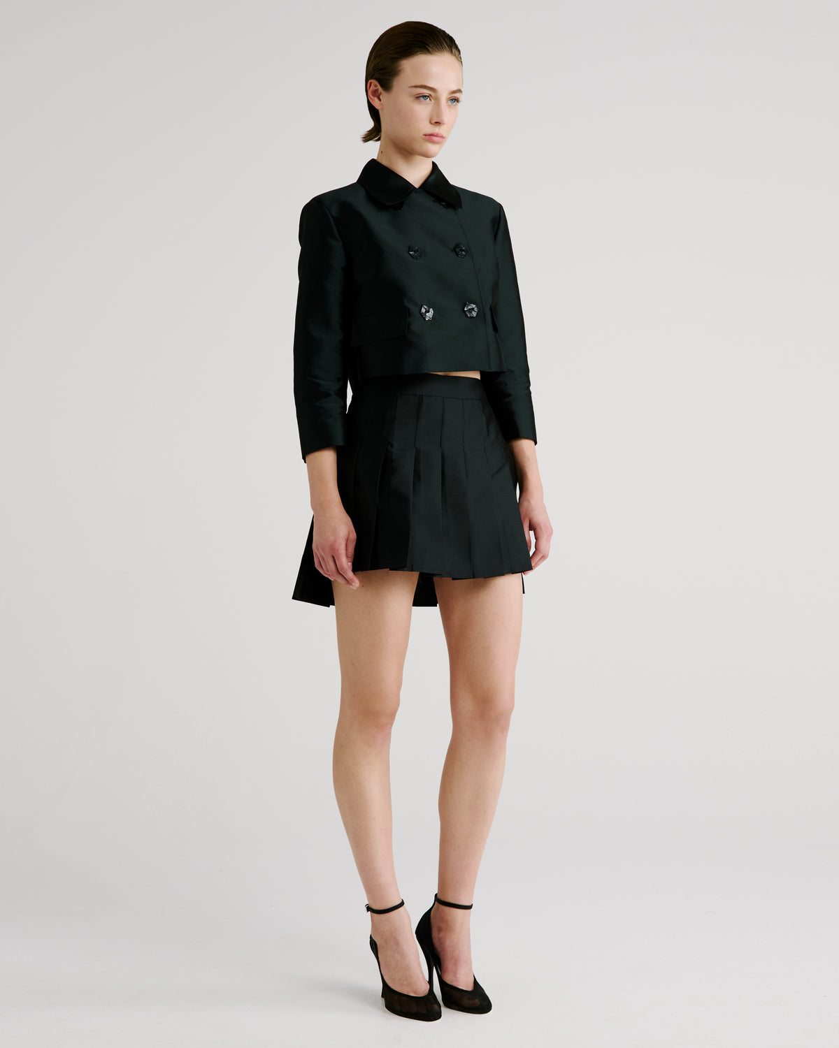 Mondino Jacket in black Silk Mikado