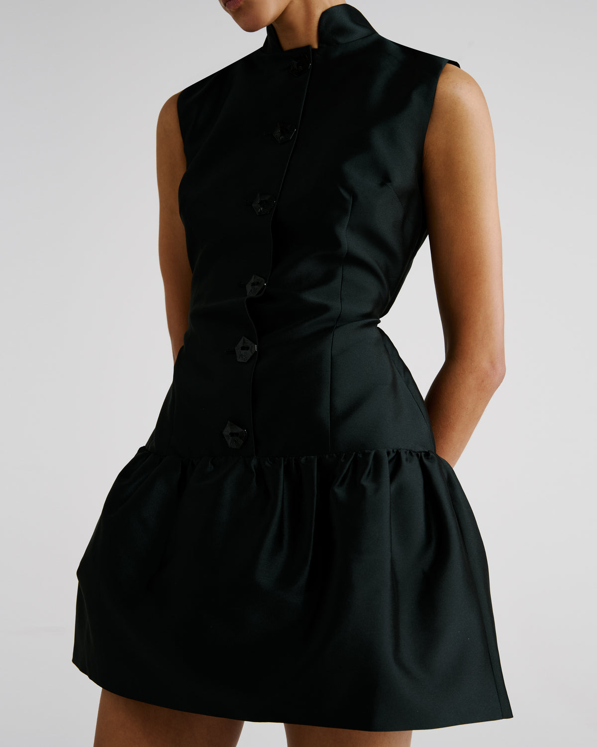 Paris Dress in black Silk Mikado