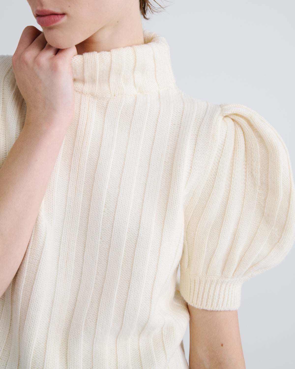 Riley Knit Sweater in ivory Zegna Cashwool® Merino Wool