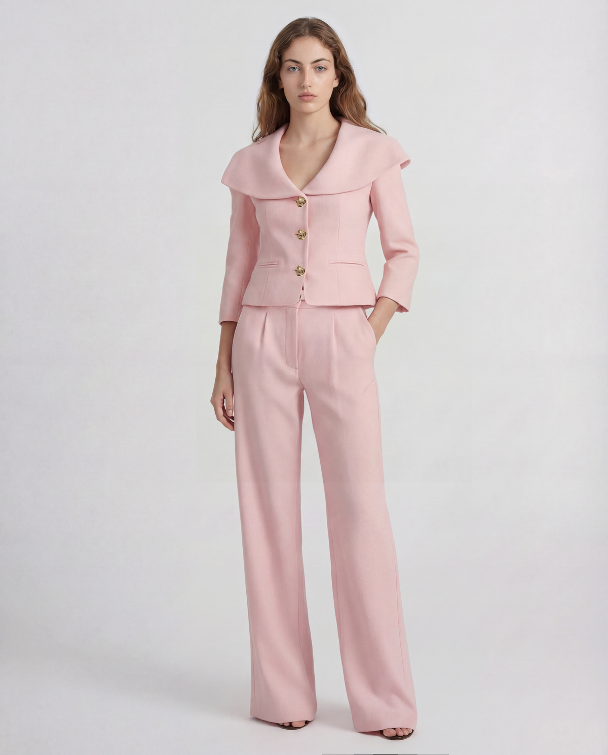 Rota trousers in double crepe wool with refined pleats