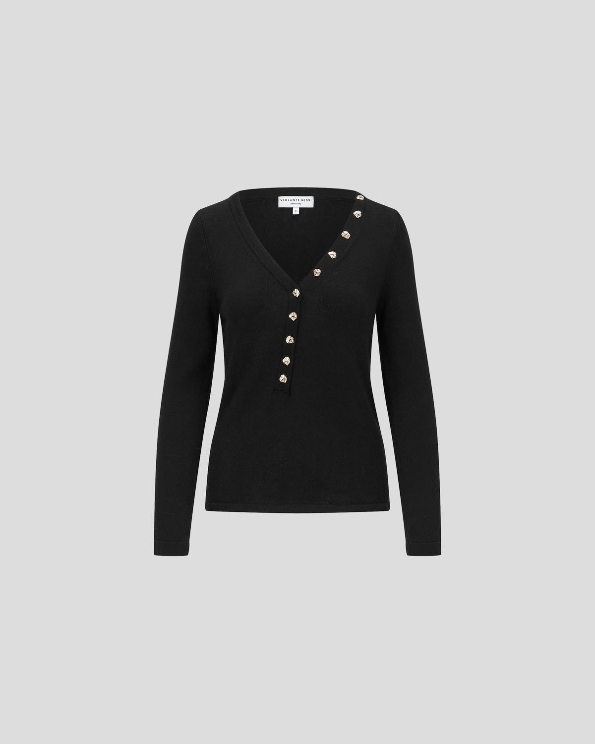 Rotella knit top in cashmere blend with sculptural V-neck