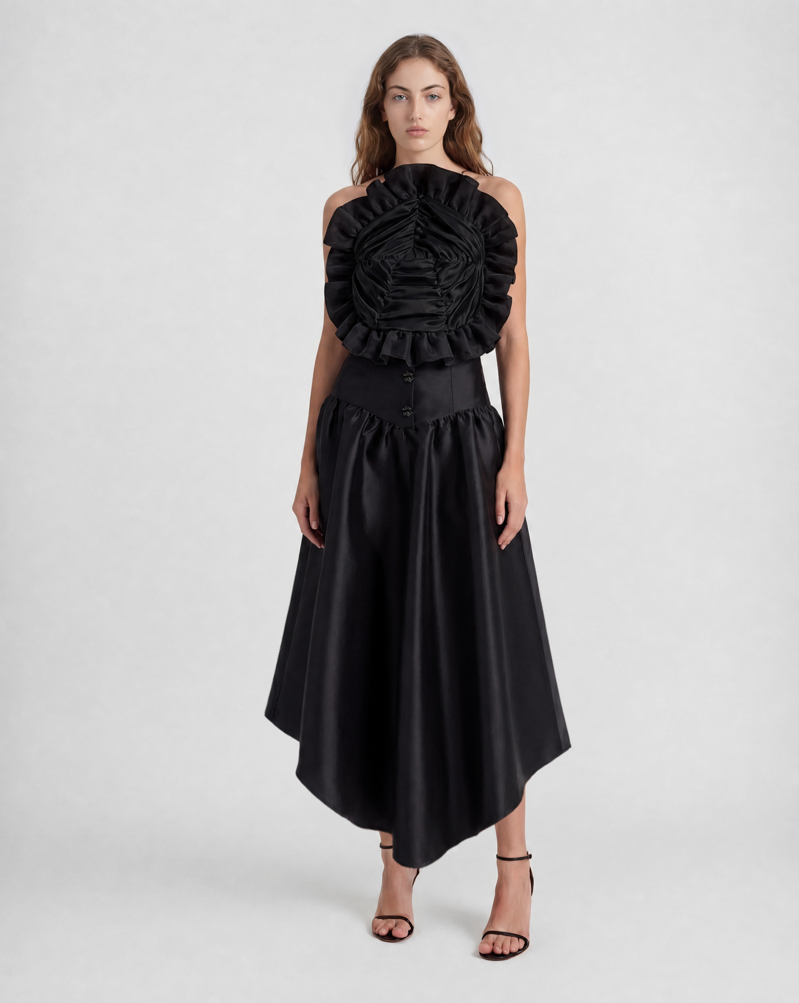 Marrakesh skirt in silk mikado with a sculptural hem