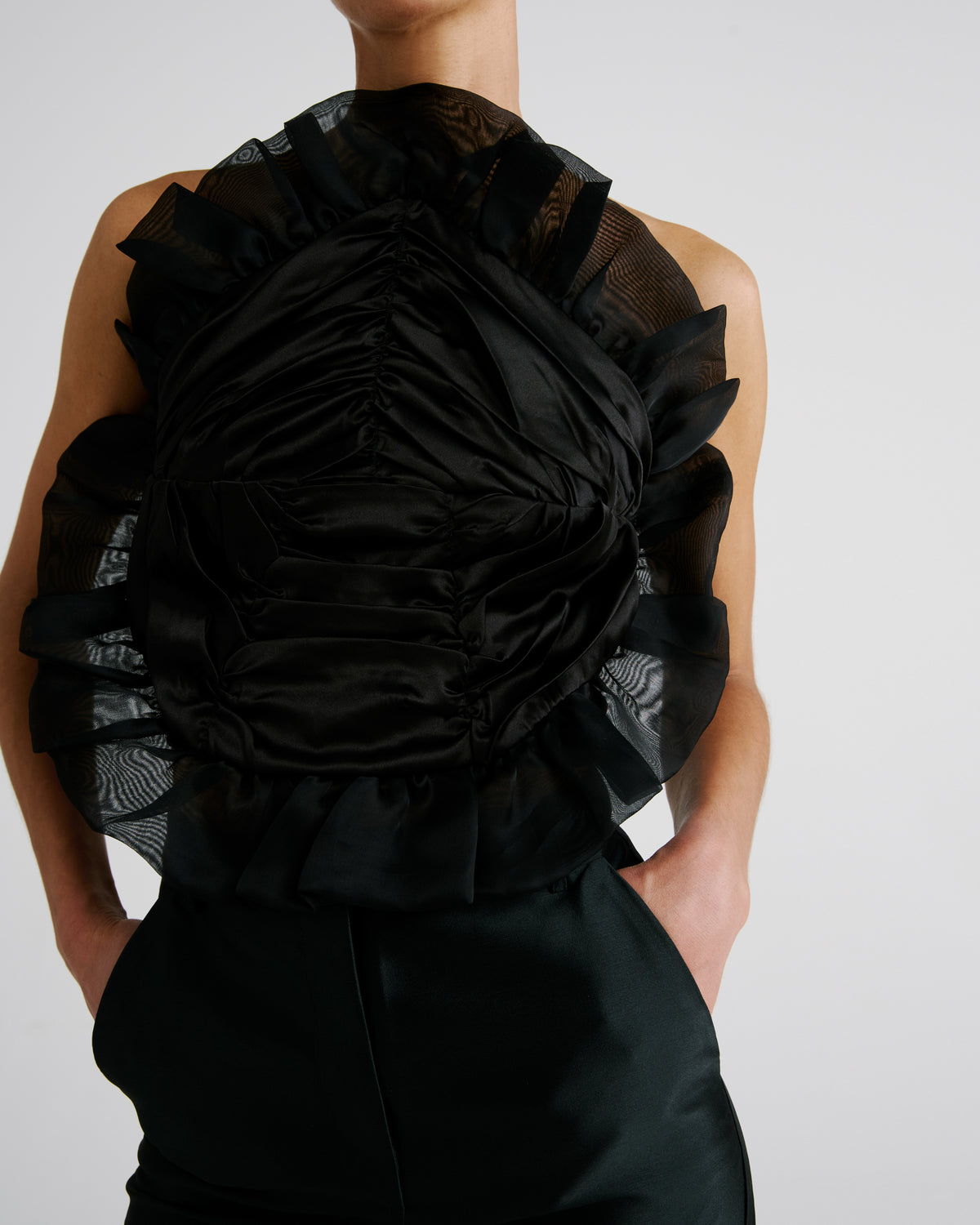 New York Trousers in black Silk Mikado