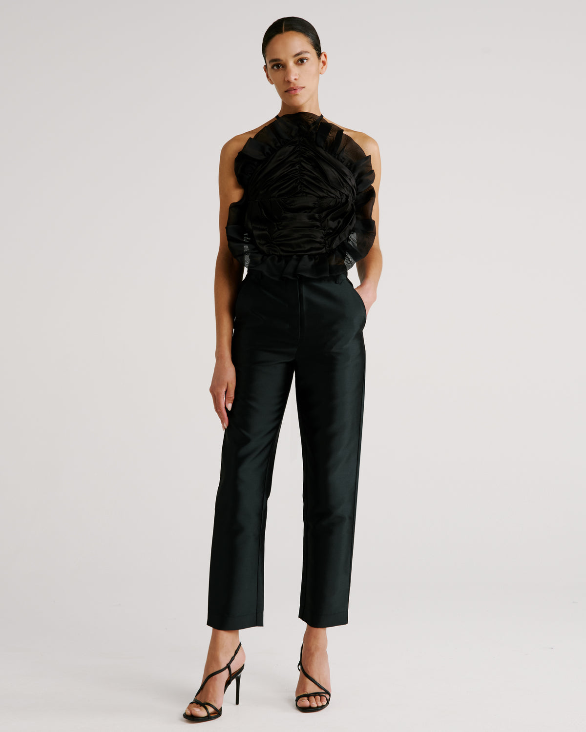New York Trousers in black Silk Mikado