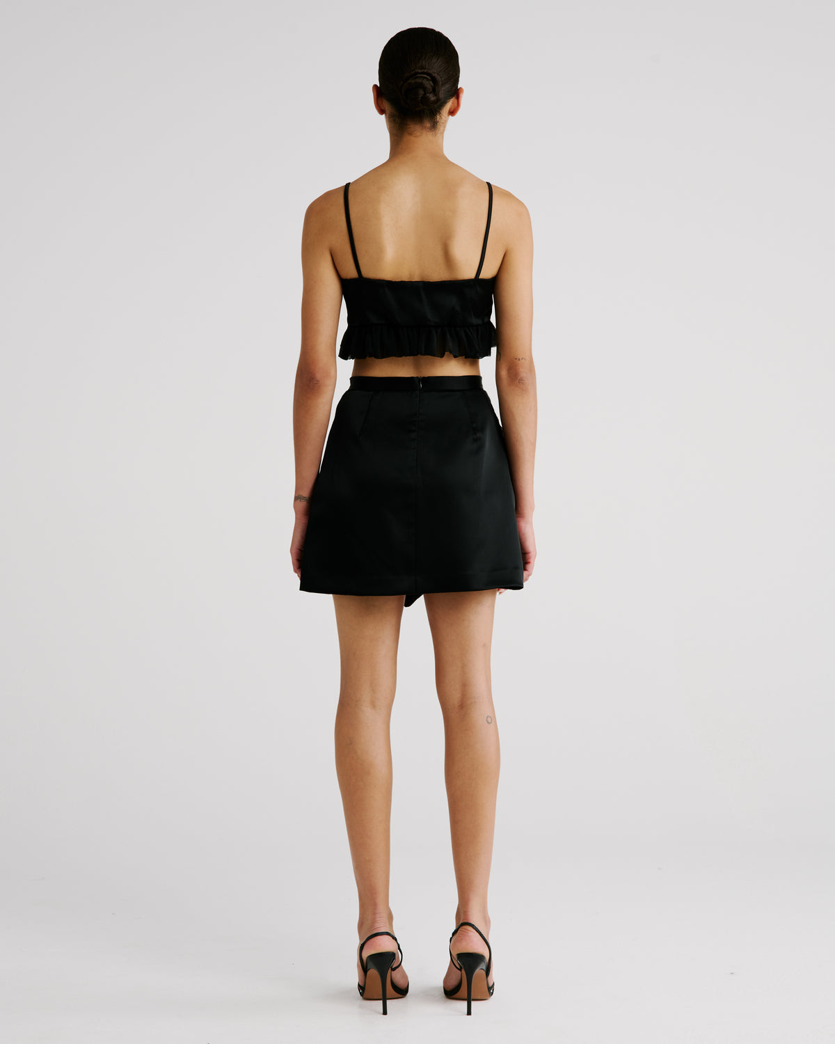 Sam Skirt in black Silk Creponne and Cady Satin