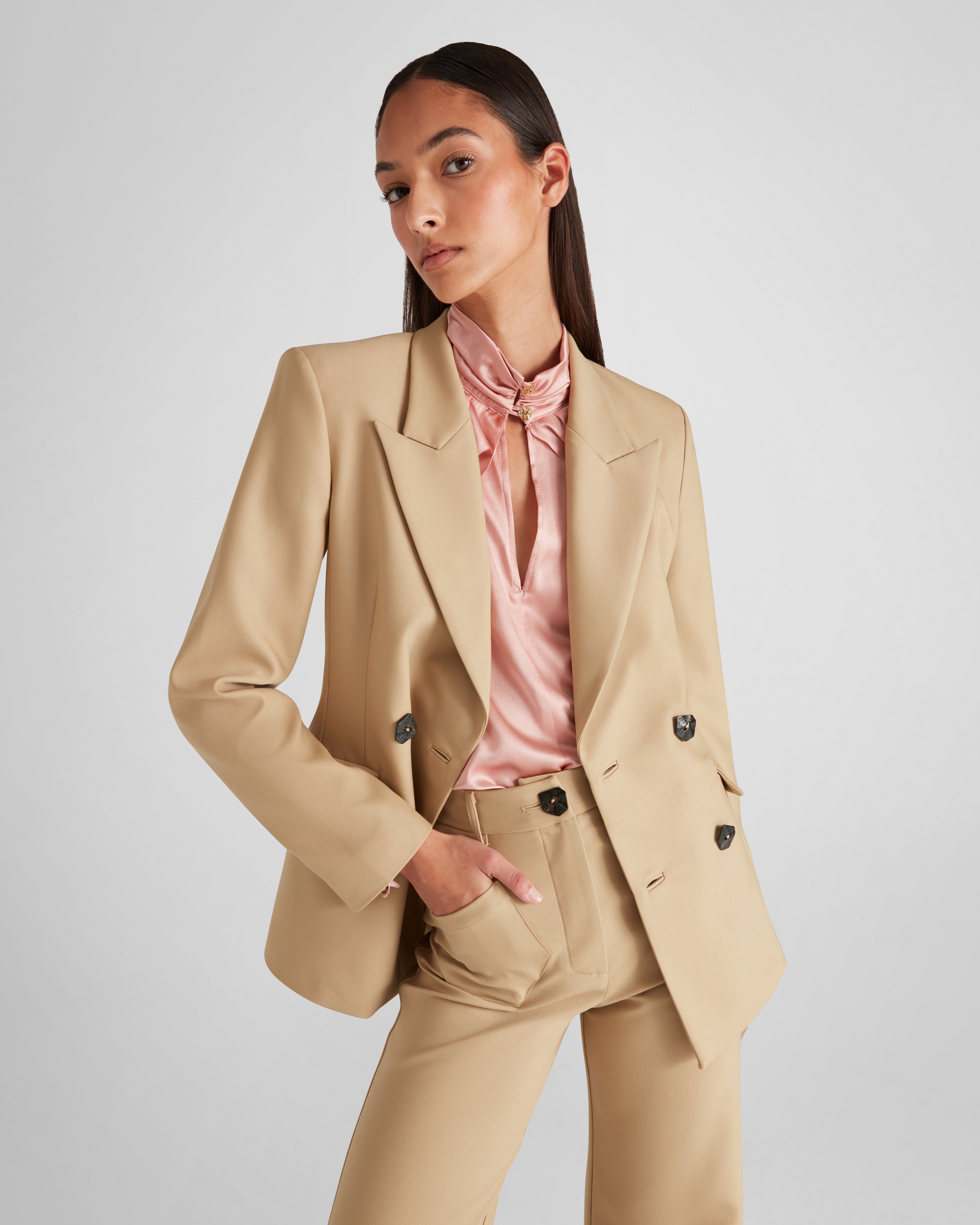 Sir Blazer in beige Wool Crepe