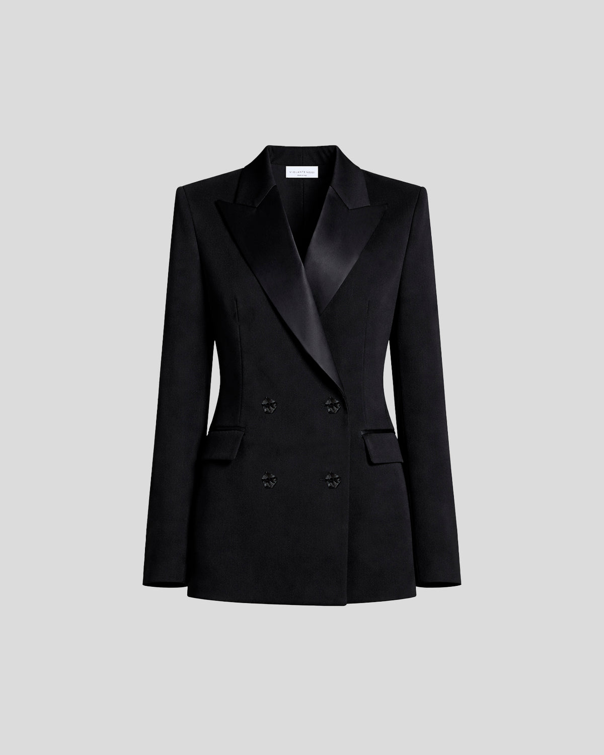 Sir Blazer in black Wool Crepe and Cady Satin