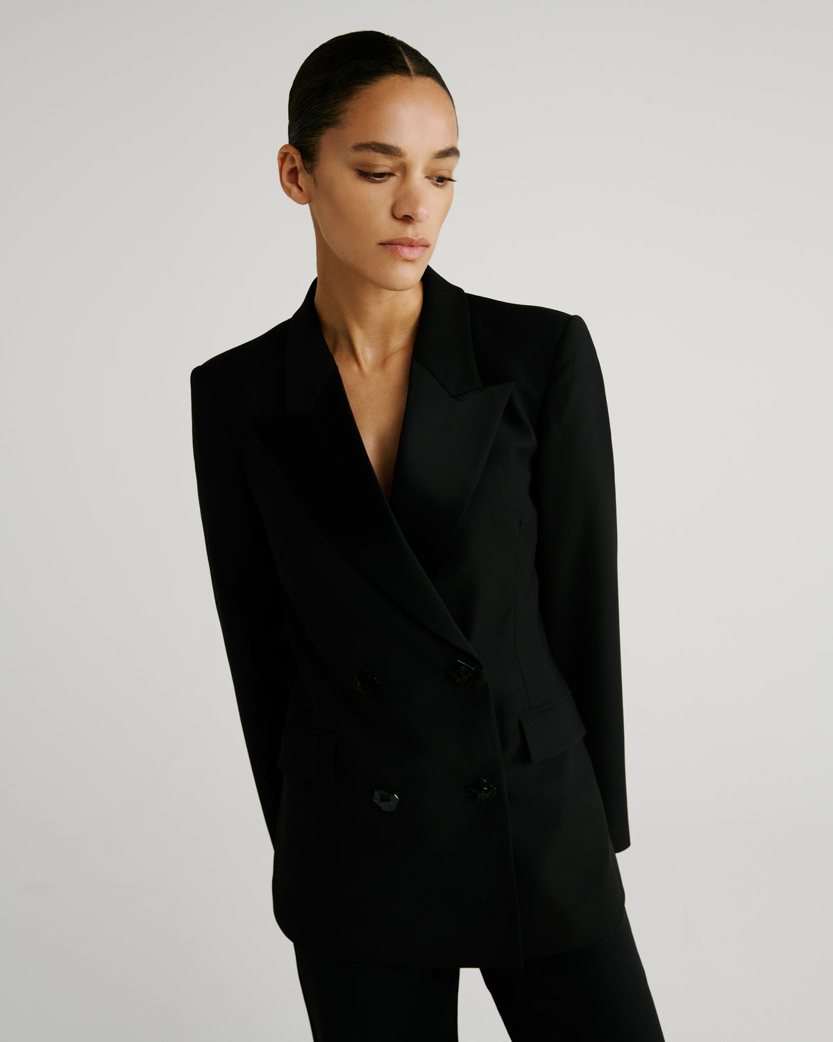 Sir Blazer in black Wool Crepe and Cady Satin
