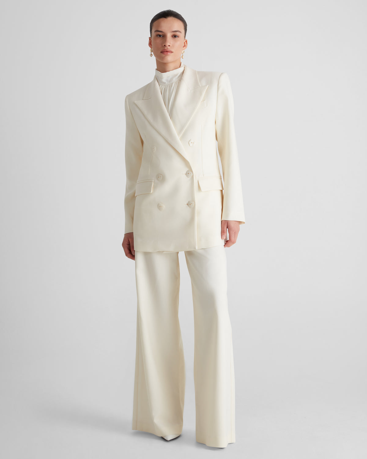 Sugar Blazer in ivory Wool Crepe