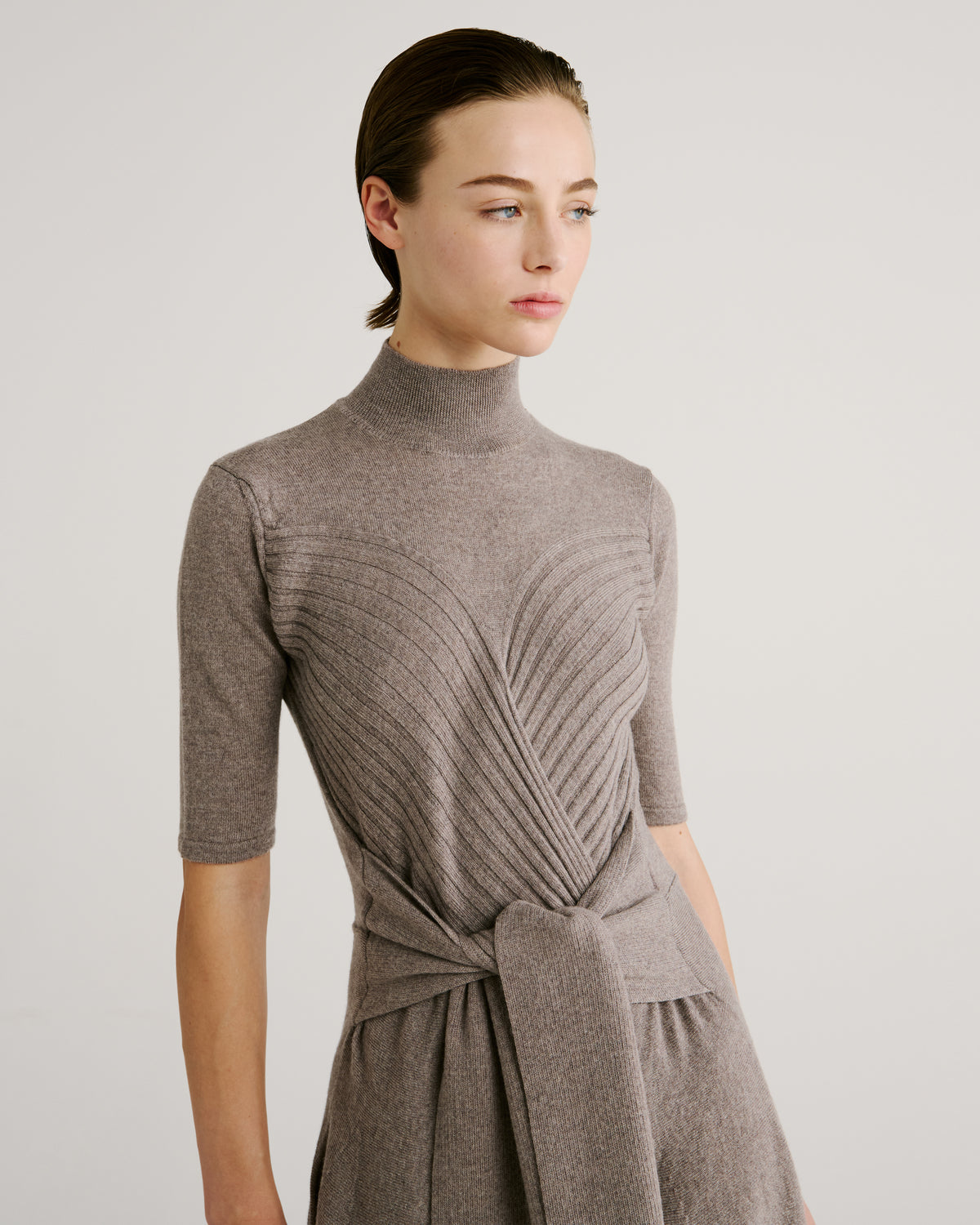 Takashi Knit Dress in taupe Zegna Cashwool® Merino Wool