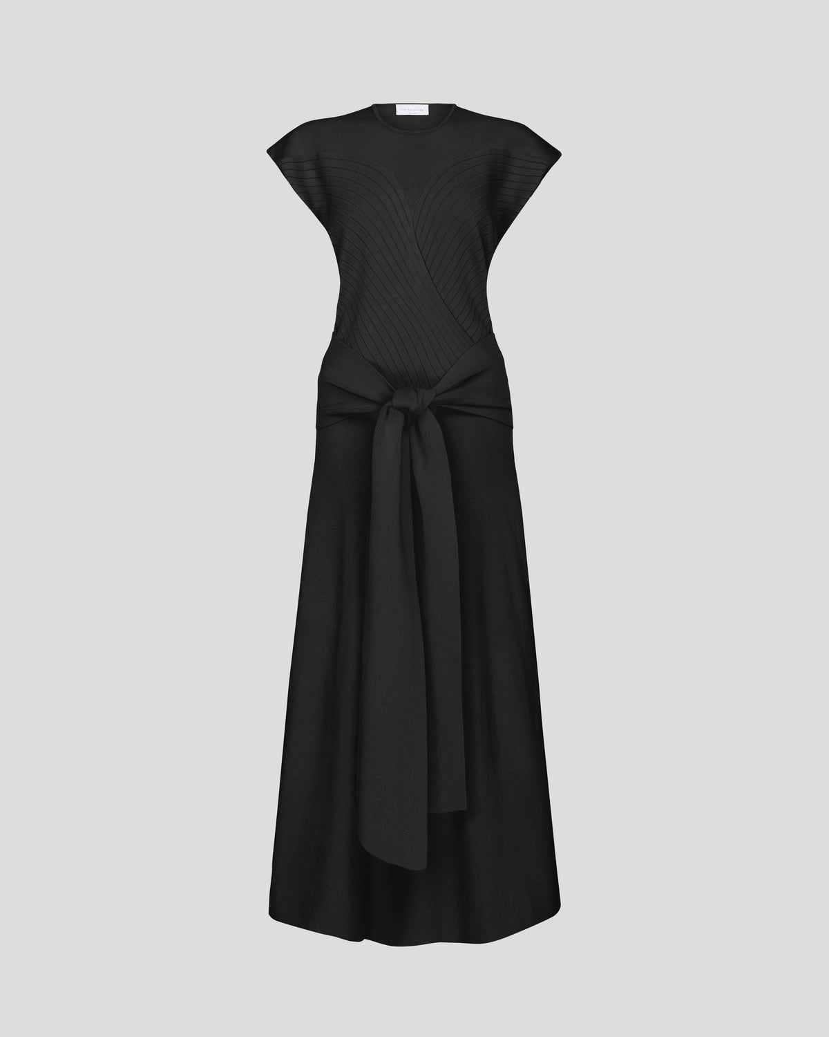 Turrell knit dress with ribbed bodice and sculptural knot