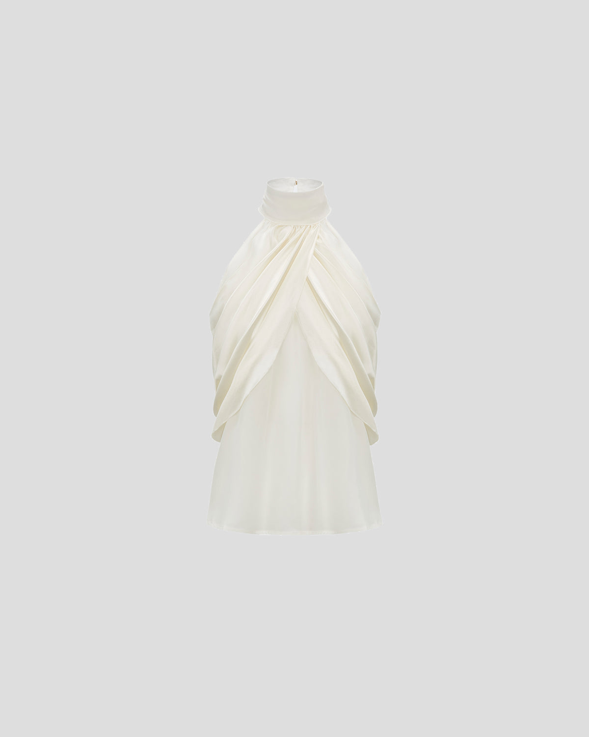 Vasari halterneck top with a sculptural silk satin drape