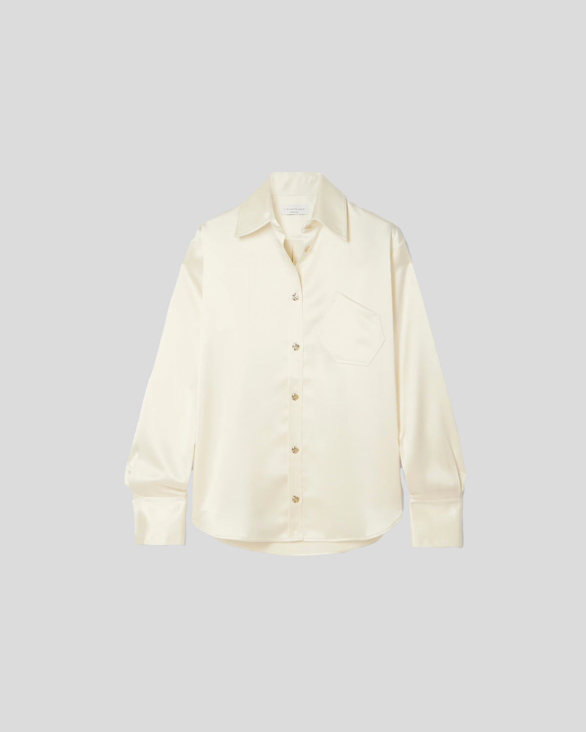 Violi Blouse in lustrous cady satin with a chest pocket