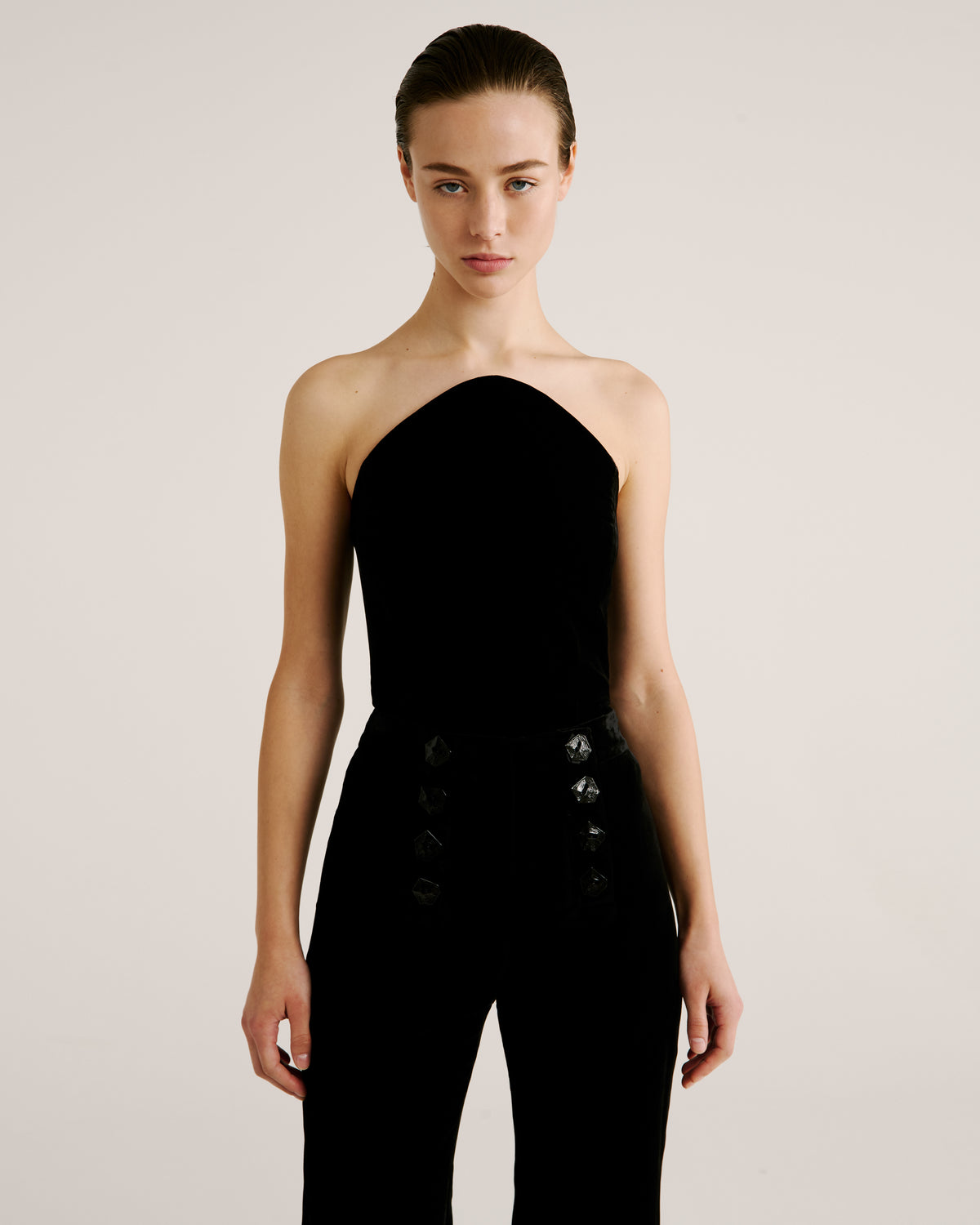 Davinhor Trousers in black Silk Velvet