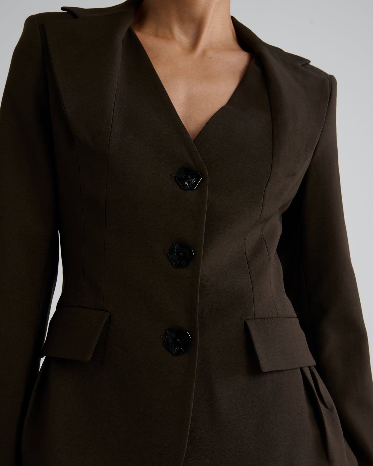 Dorazio Blazer in brown Wool Crepe