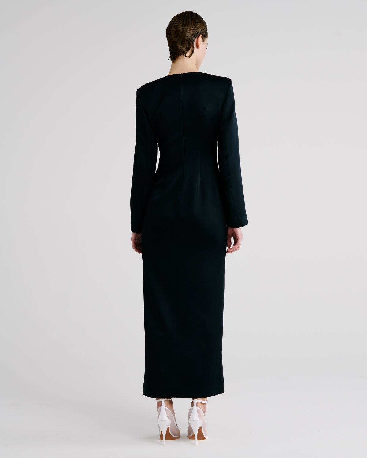 Fontana Dress in blue Satin Sable Cady and Silk
