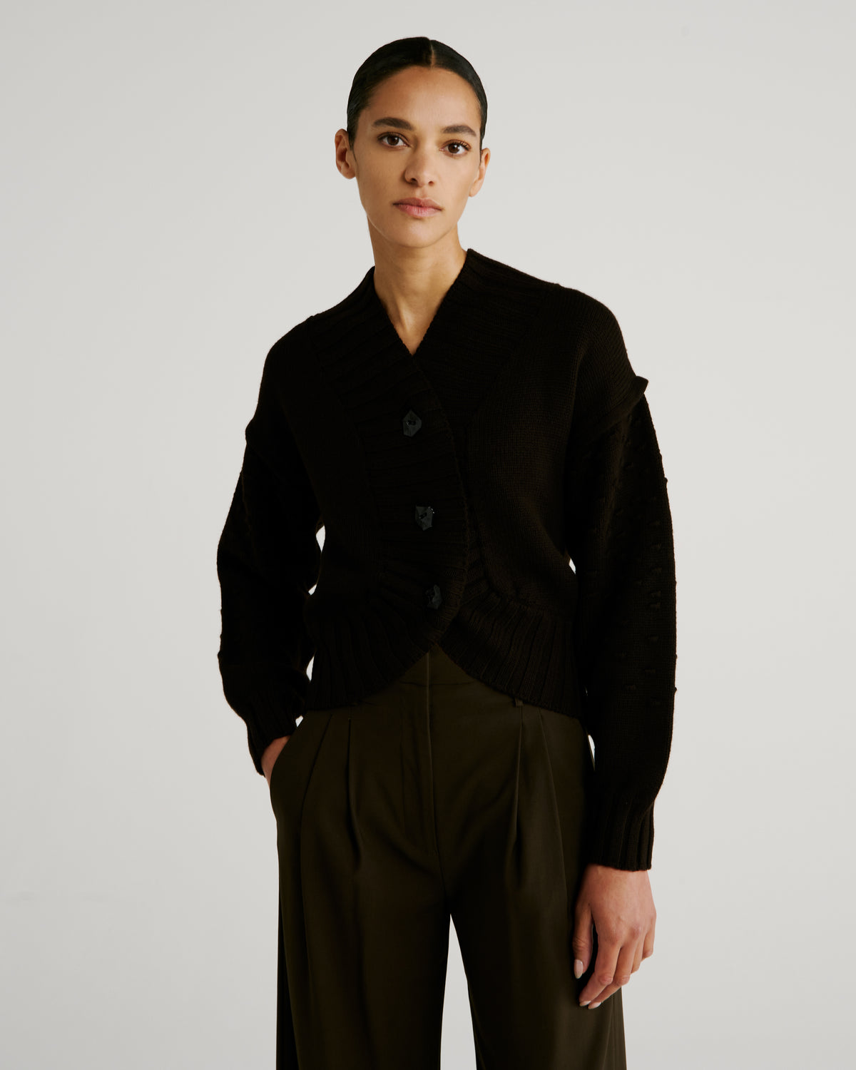 Keckler Trousers in brown Wool Crepe