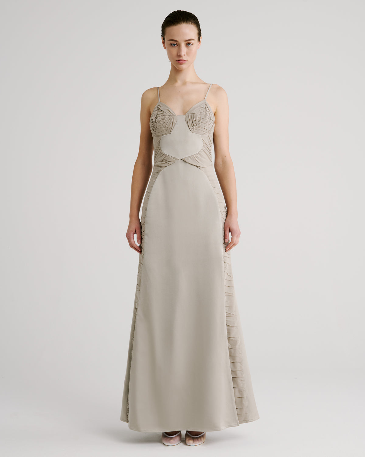 Tetsuya Dress in taupe Sable Cady