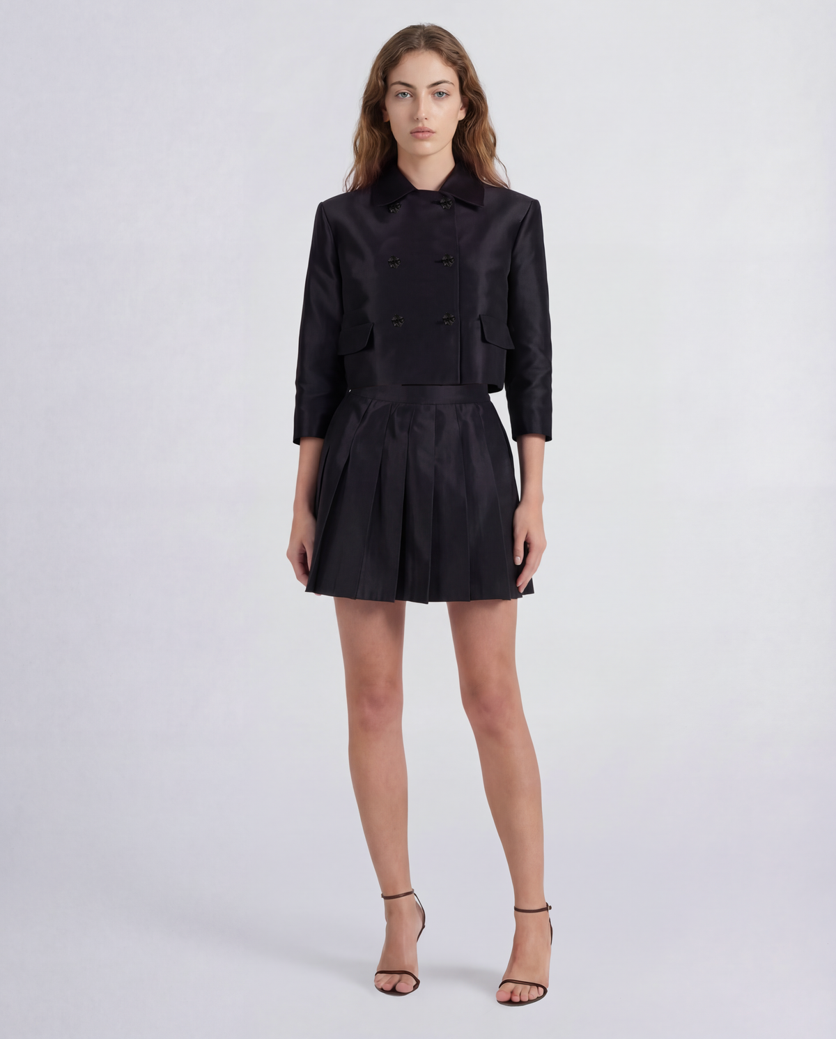 Mondino cropped jacket in sculptural silk mikado