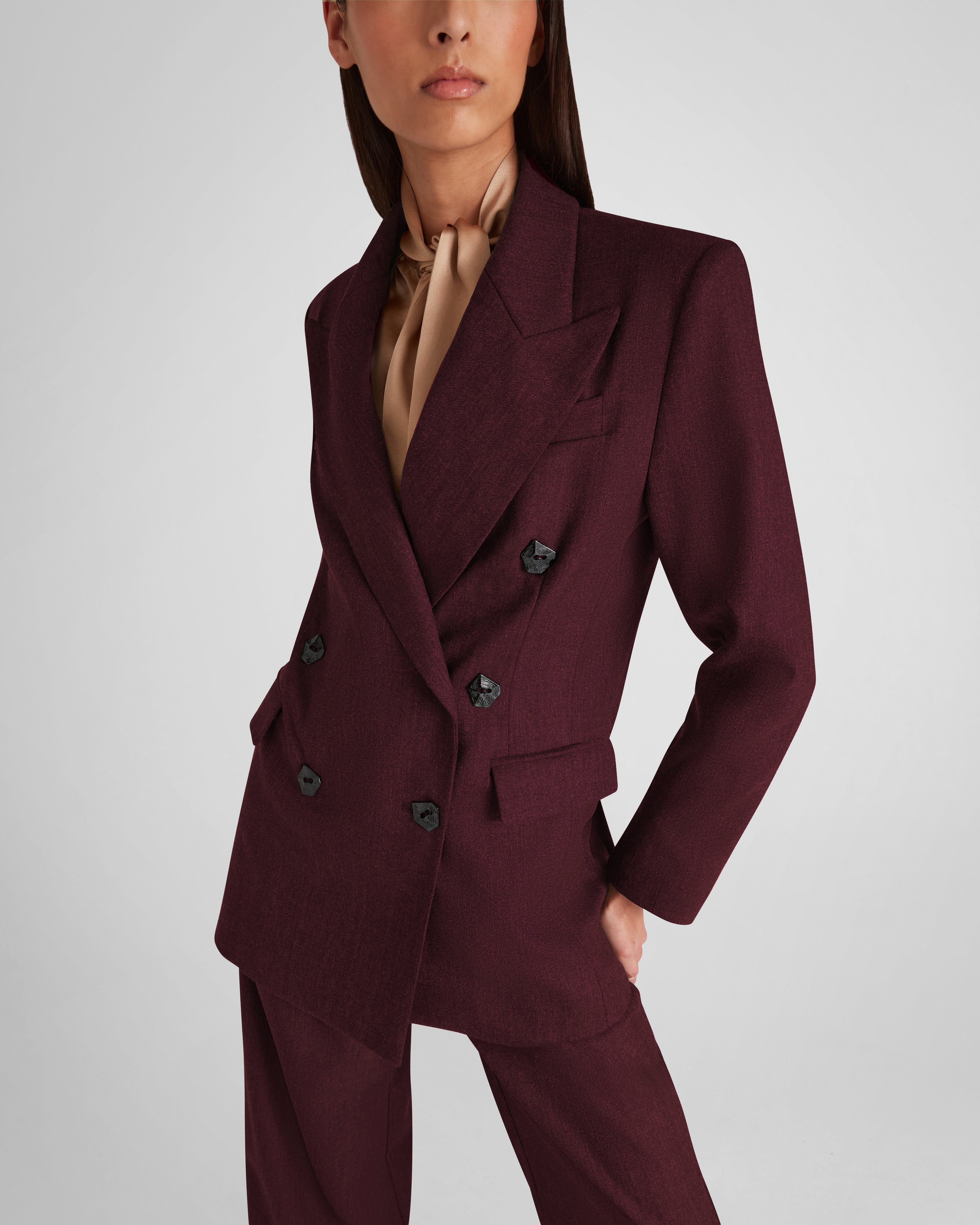 Keckler Trousers in burgundy Wool Crepe