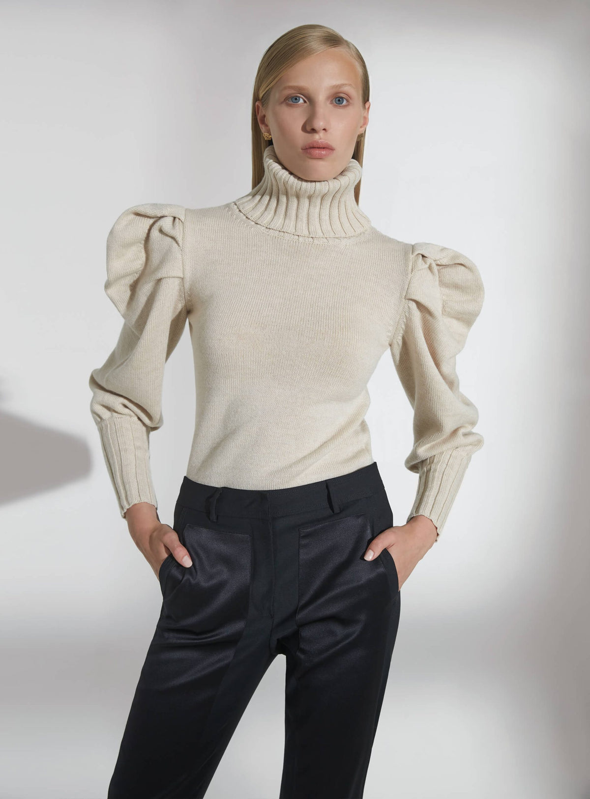 Georgia Knit Sweater in ecru Zegna Cashwool® Merino Wool