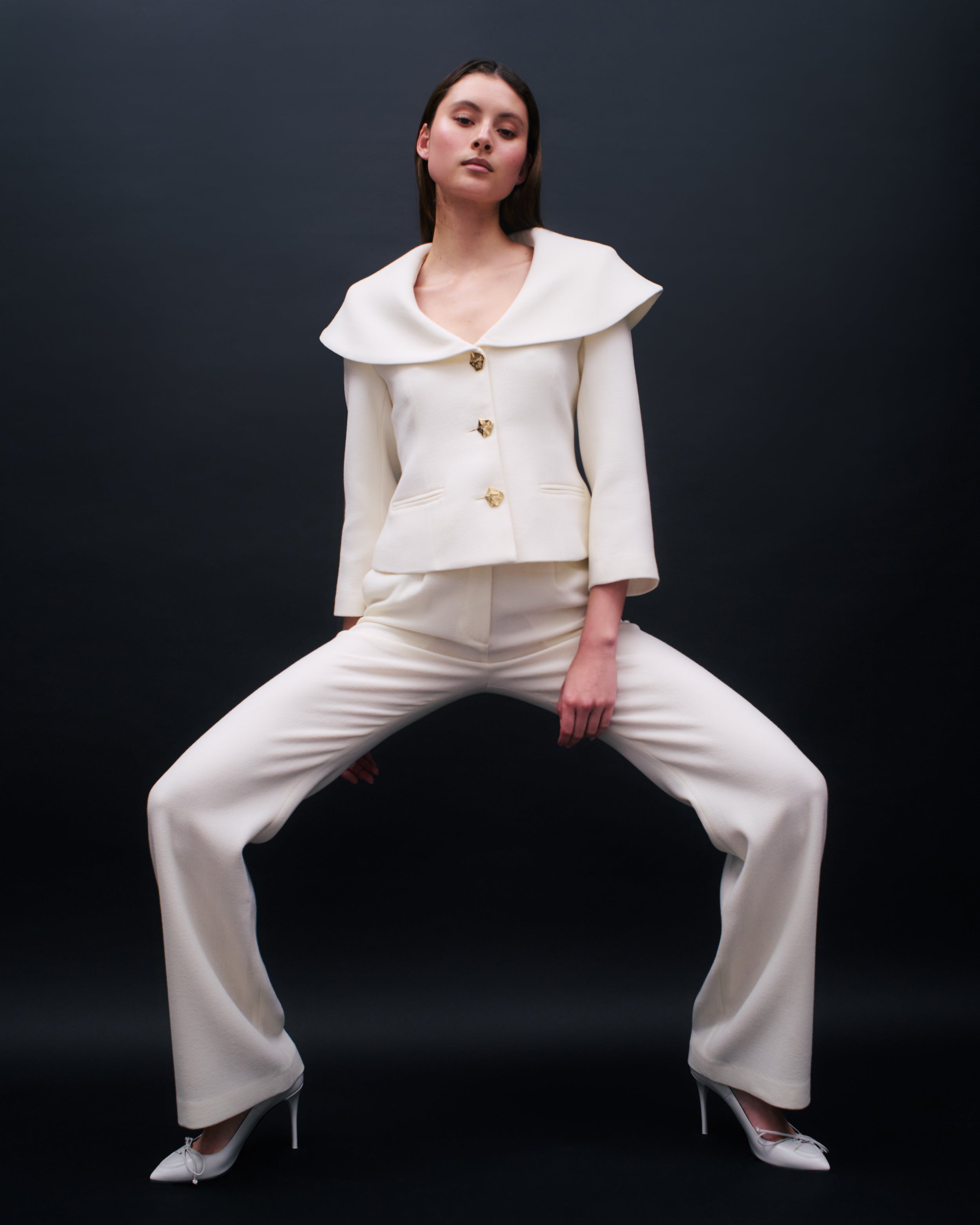 Rota trousers in double crepe wool with refined pleats