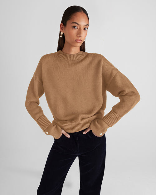 Aaron Knit Sweater in camel Zegna Cashwool® Merino Wool