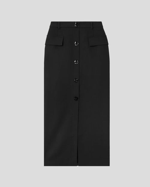 Adassa skirt in pure wool with a slit and intentional form