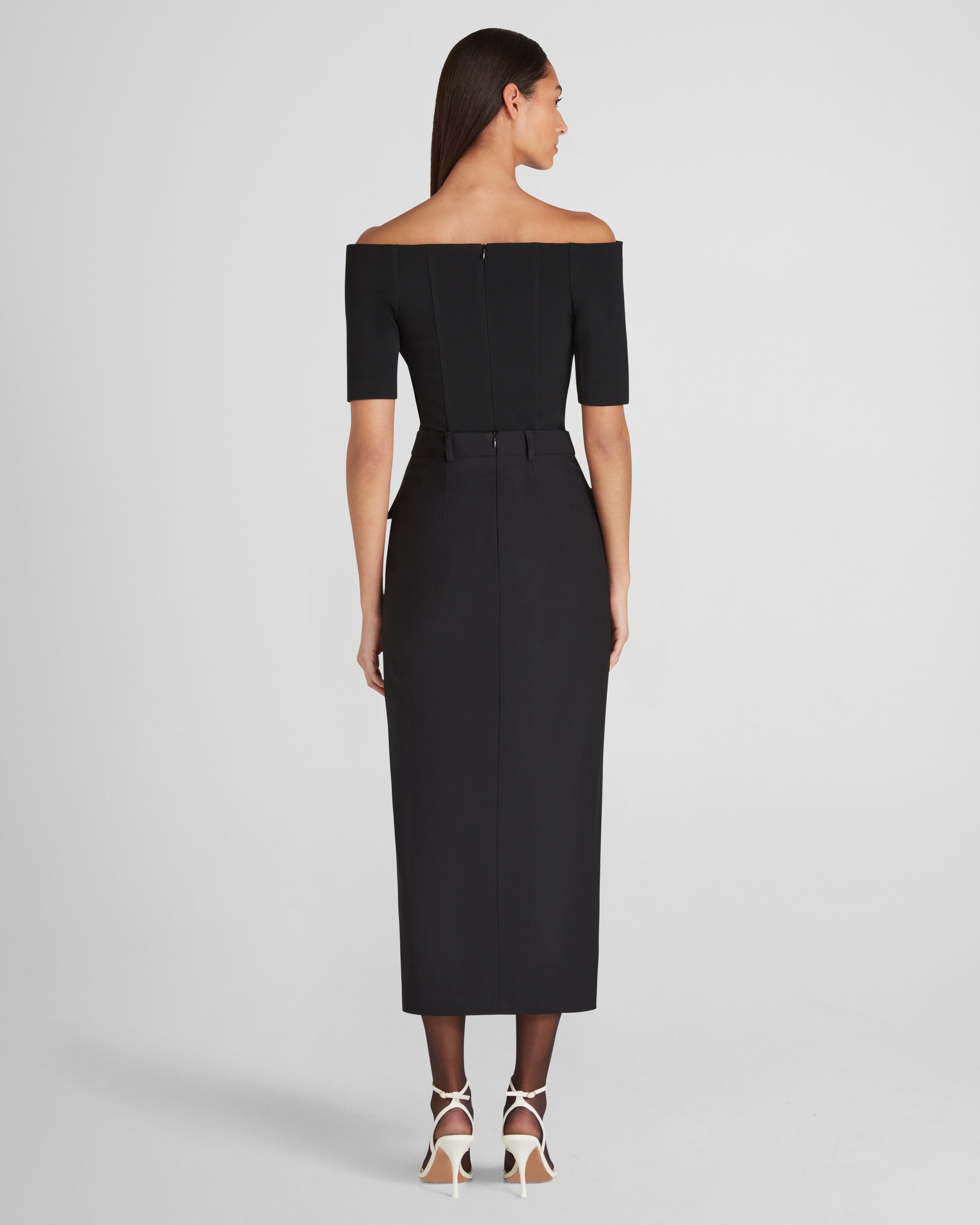 Carrisi top with a sculptural off-the-shoulder neckline