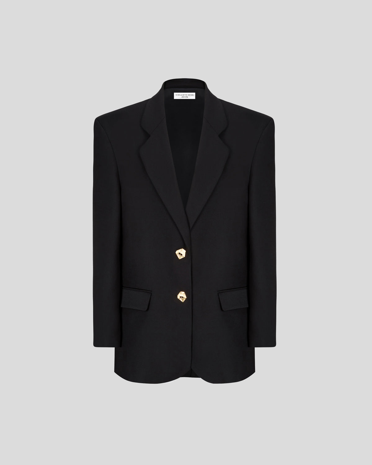 Alviani blazer in crepe wool with sculptural shoulders
