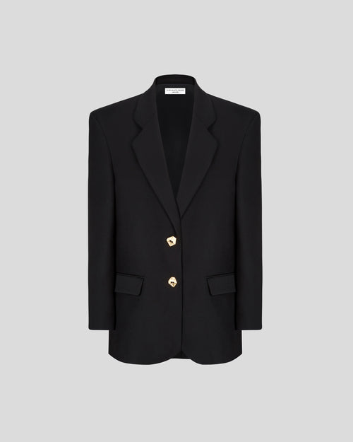 Alviani blazer in crepe wool with sculptural shoulders