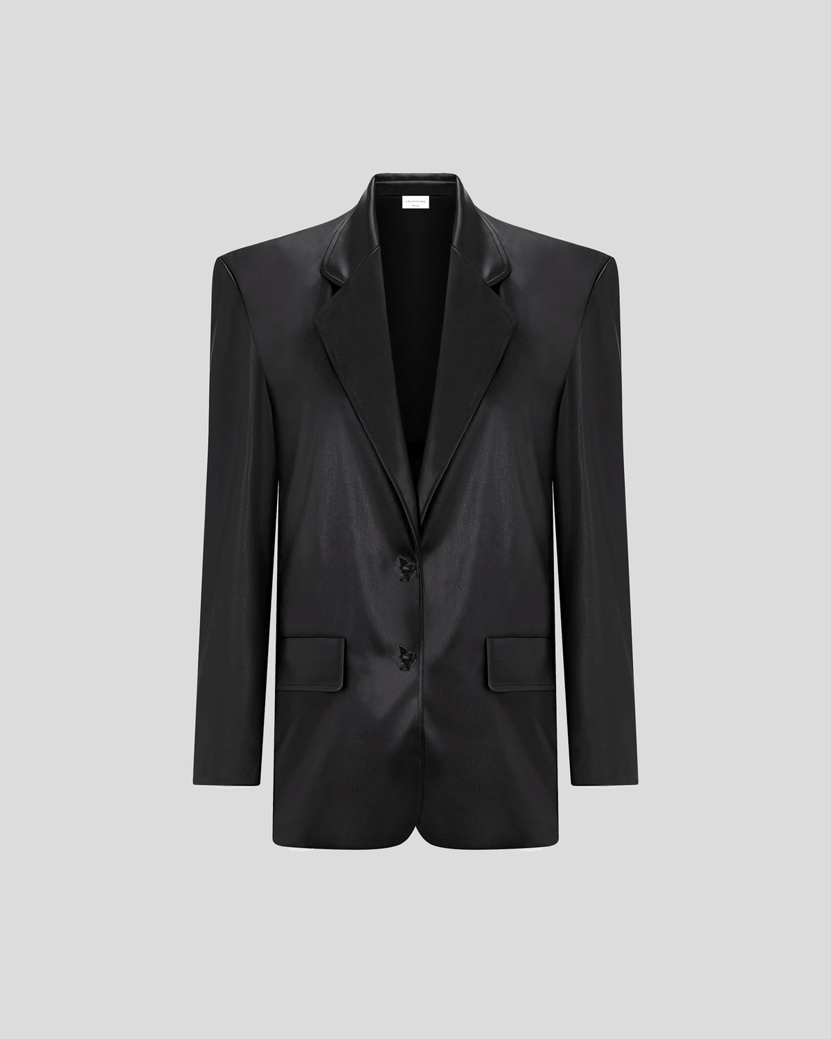 Alviani eco-leather blazer with sculptural padded shoulders