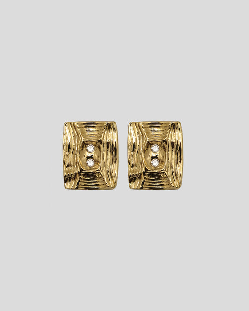 Amadio earrings in sculptural brass with zirconia