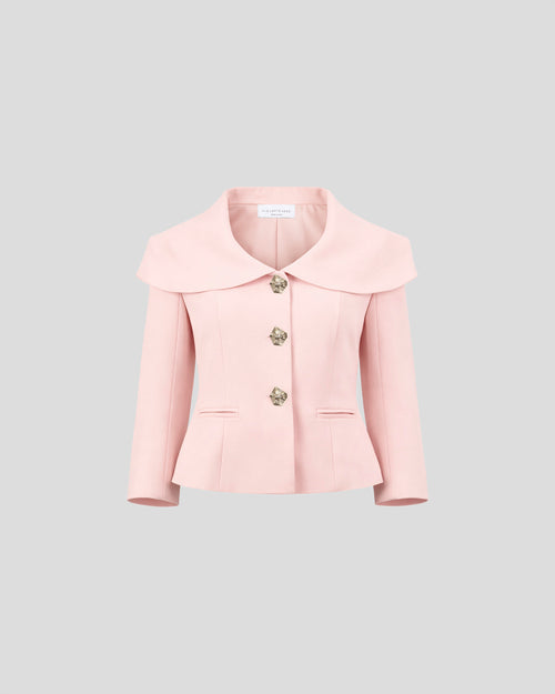 Amato blazer in double crepe wool with a sculptural cape overlay