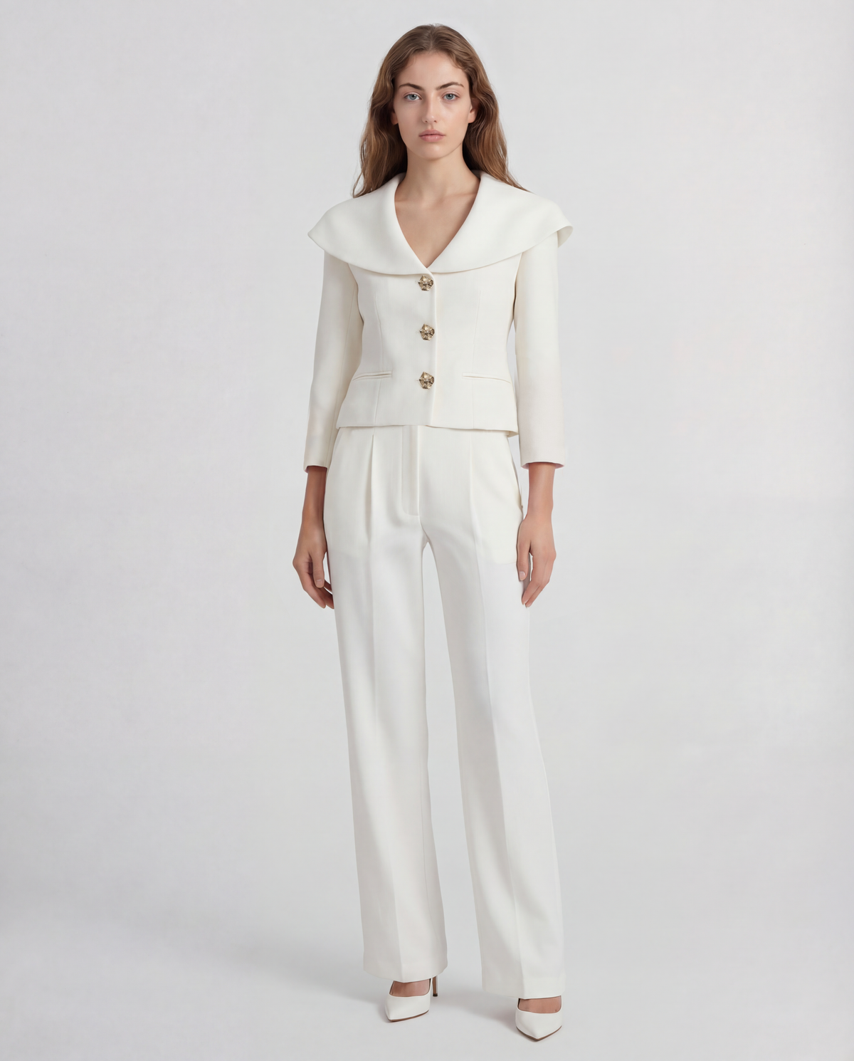 Amato blazer in double crepe wool with a sculptural overlay