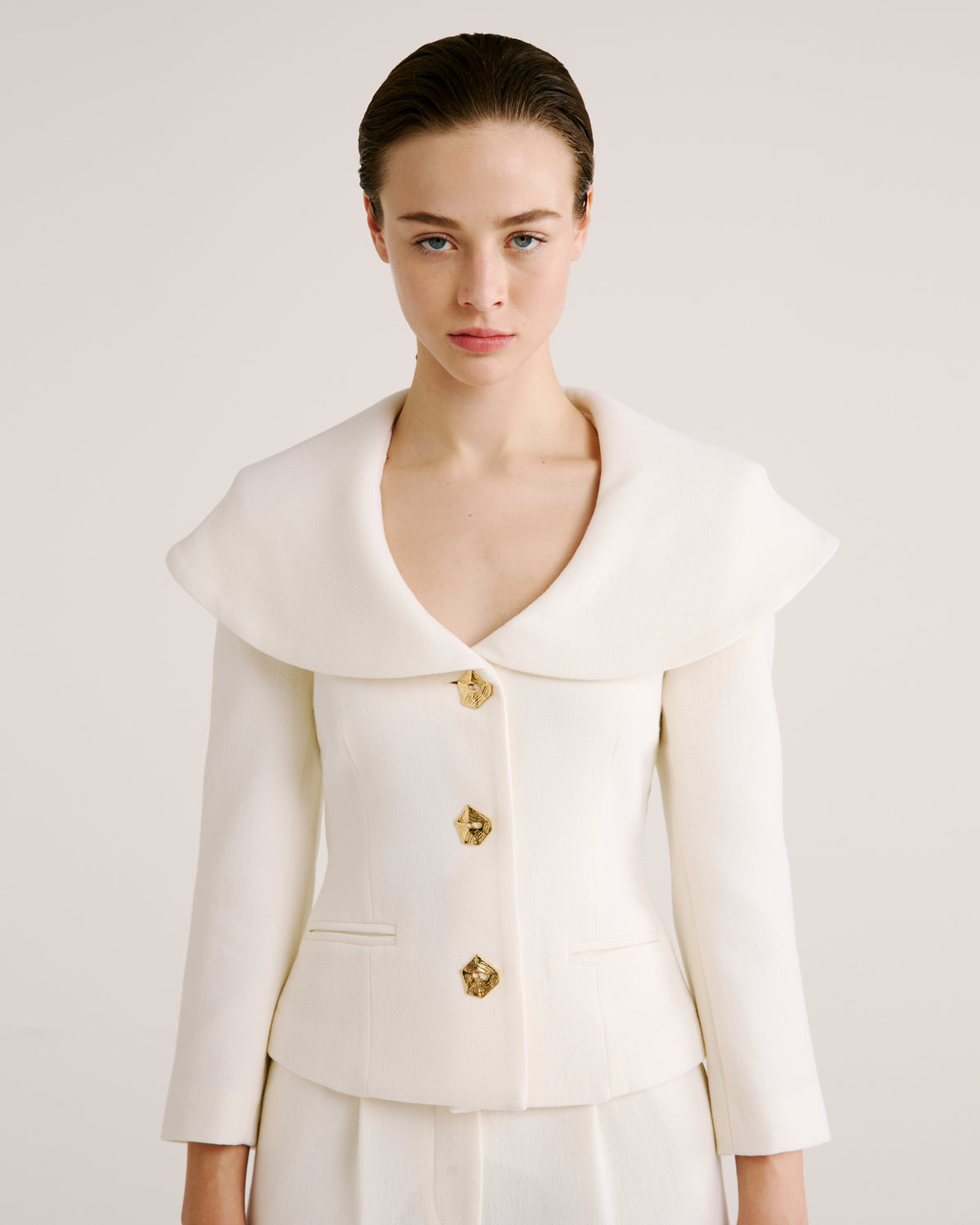 Amato Blazer in ivory Double Crepe Wool