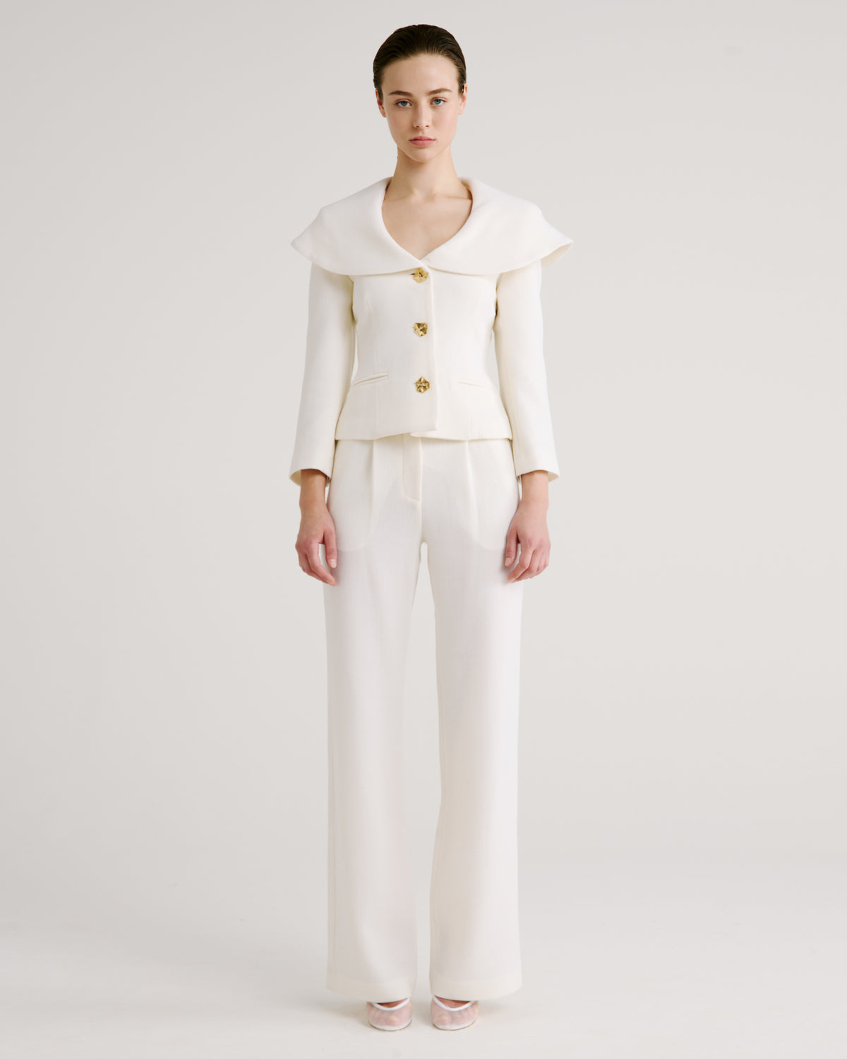 Amato Blazer in ivory Double Crepe Wool