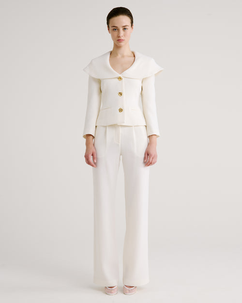 Amato Blazer in ivory Double Crepe Wool