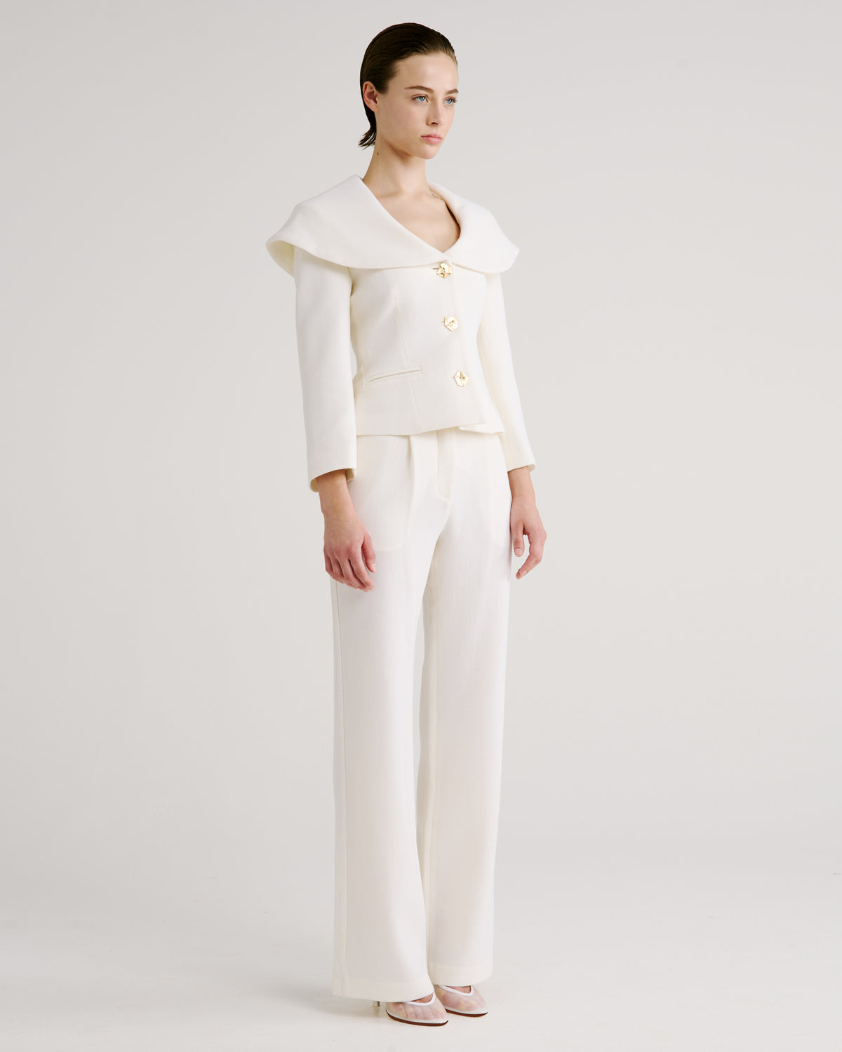 Amato Blazer in ivory Double Crepe Wool