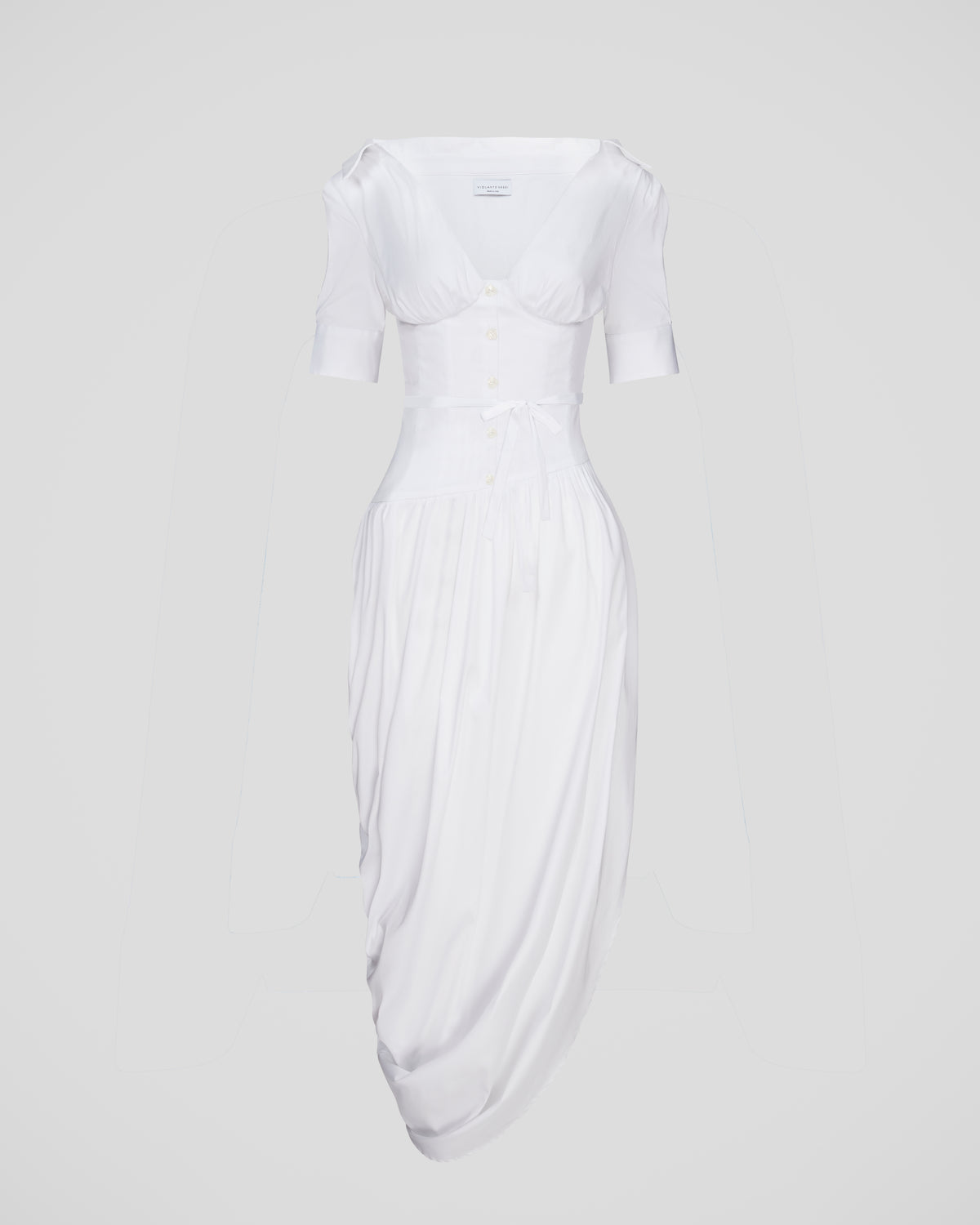 Abramovic maxi dress in sculptural ruched satin cotton