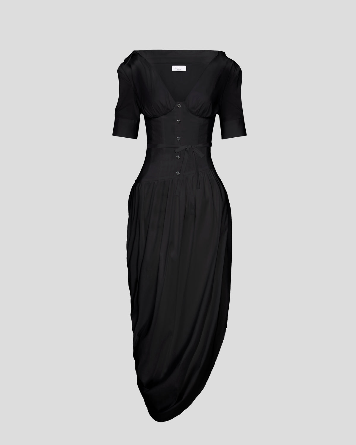 Abramovic dress with sculptural ruching and a V-neckline