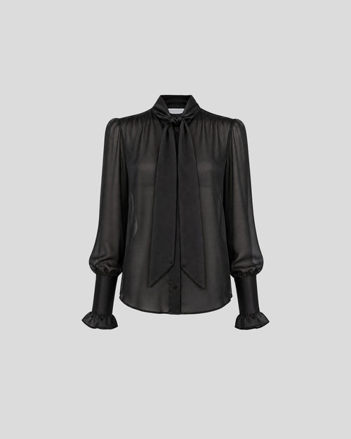 Ambrosi Blouse in black Silk Chiffon