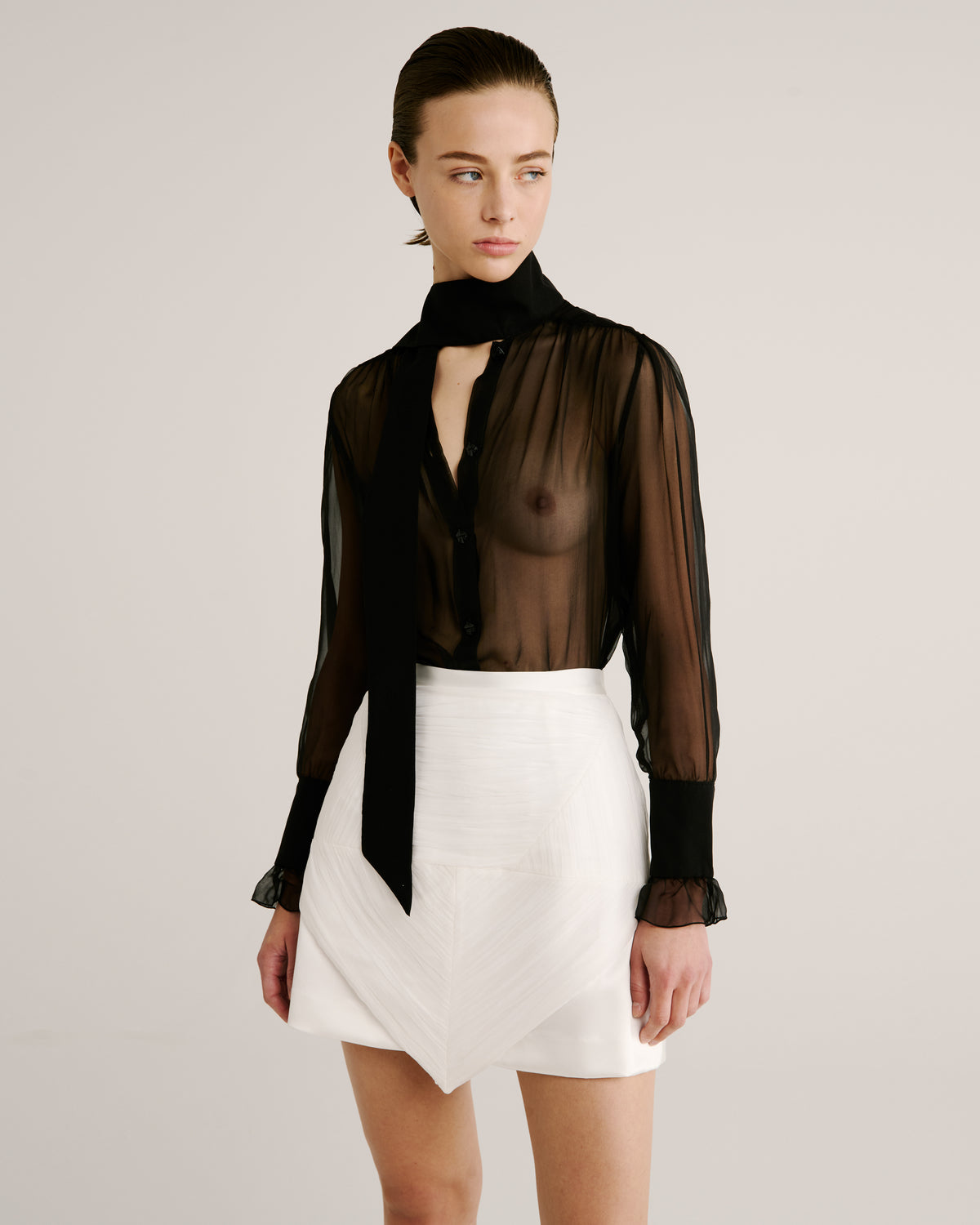 Ambrosi Blouse in black Silk Chiffon