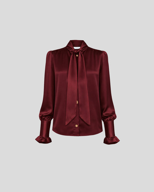 Ambrosi blouse in silk satin with a statement bow