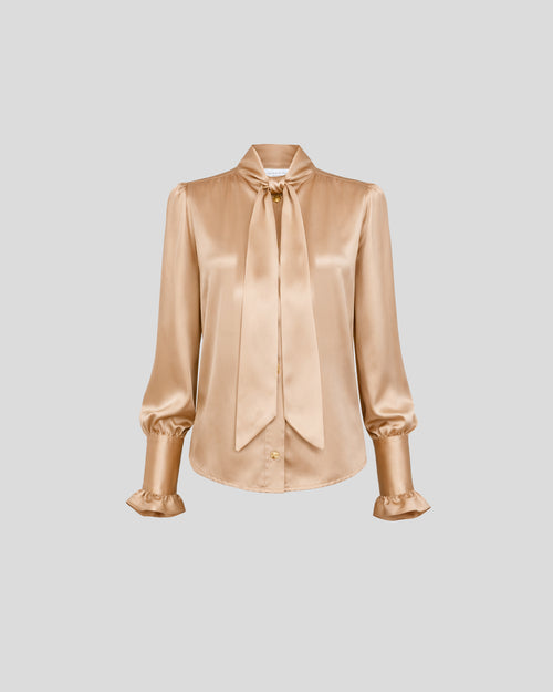 Ambrosi silk blouse with real gold-plated, house signature