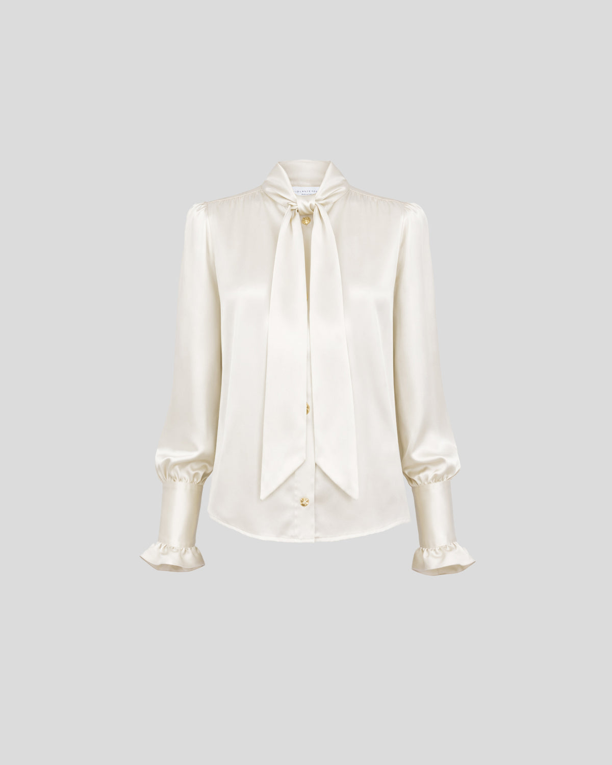 Ambrosi blouse in silk satin with a tie-neck
