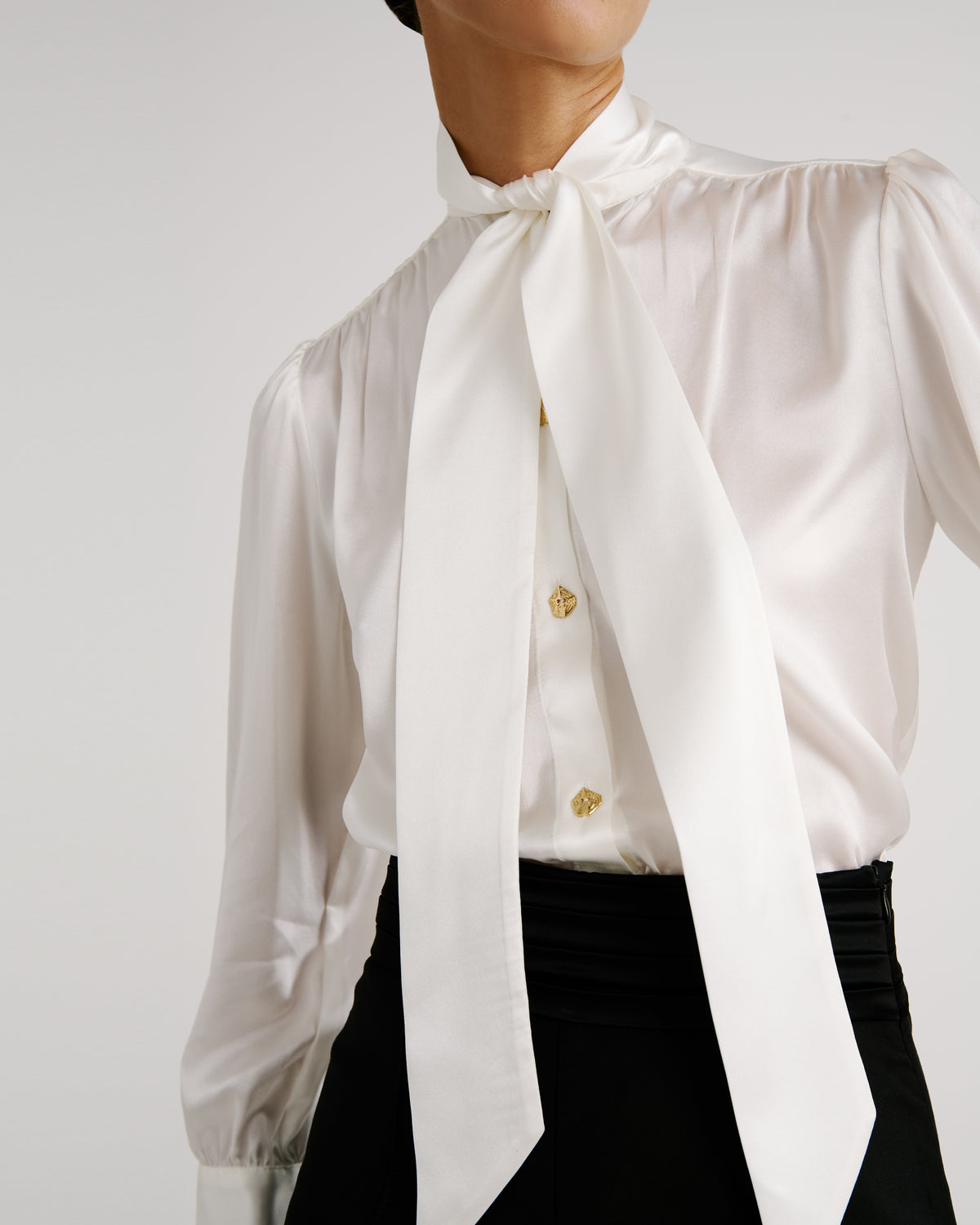 Ambrosi Blouse in ivory Silk Satin