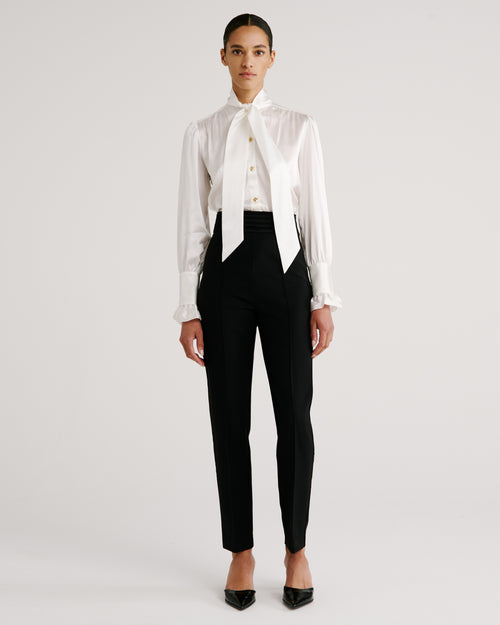 Ambrosi Blouse in ivory Silk Satin